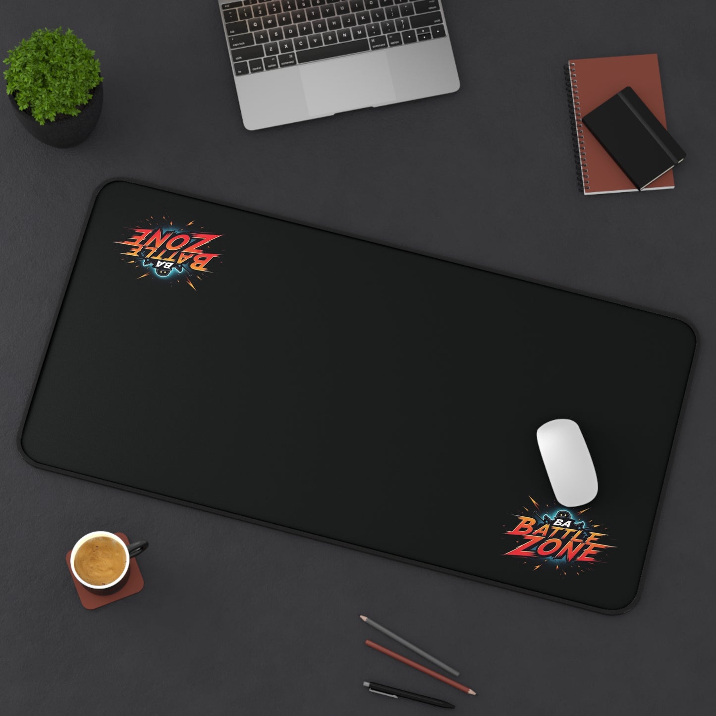 Desk Mat — BA BattleZone Gaming Desk Mat (Sleek Black, Logo Accent)