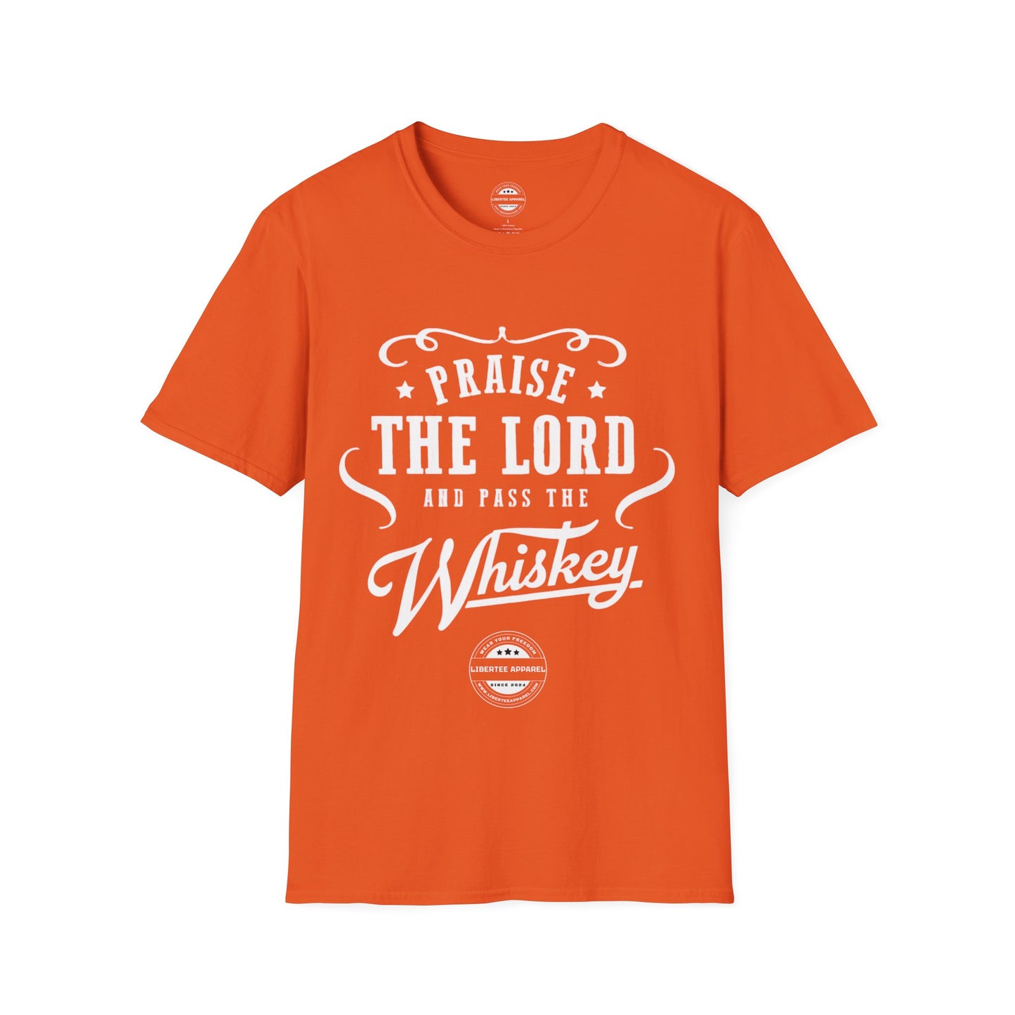 Praise The Lord and Pass The Whiskey White Unisex Softstyle T-Shirt