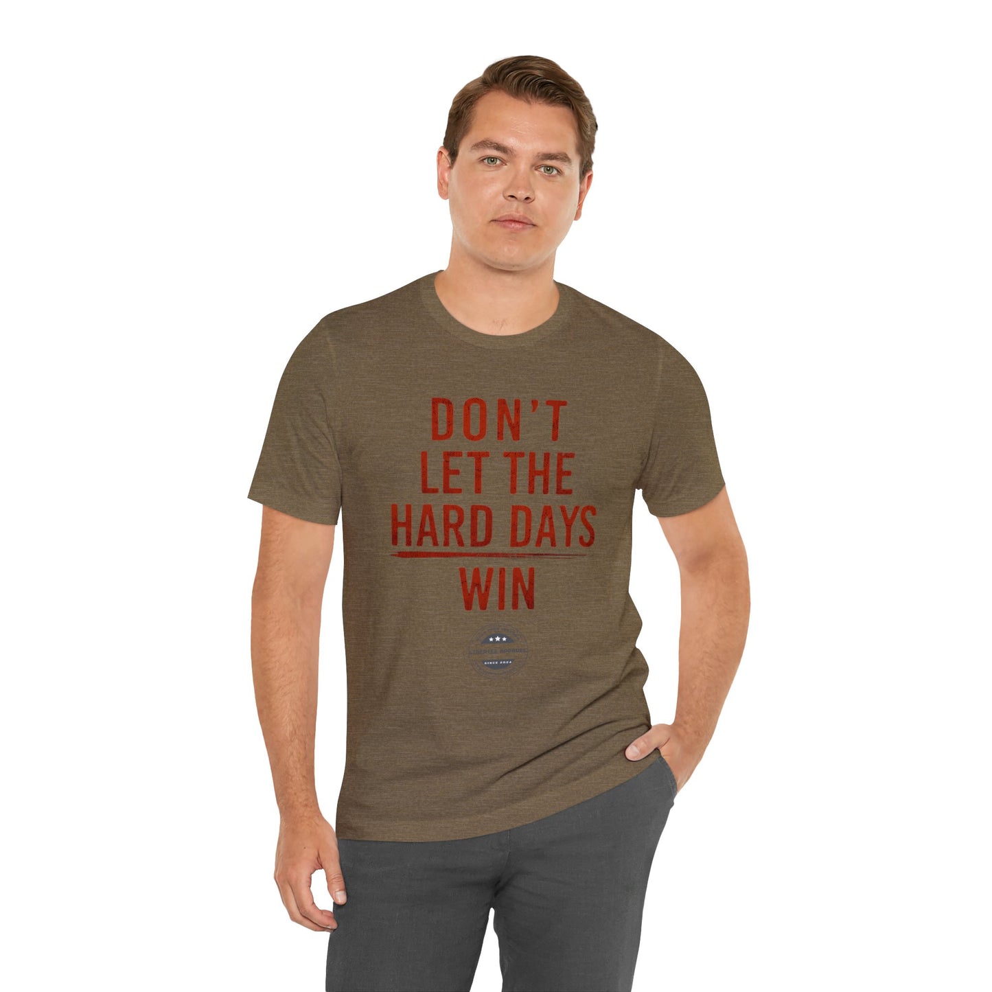 Don't let hard days win "RED" Unisex Jersey Short Sleeve Tee