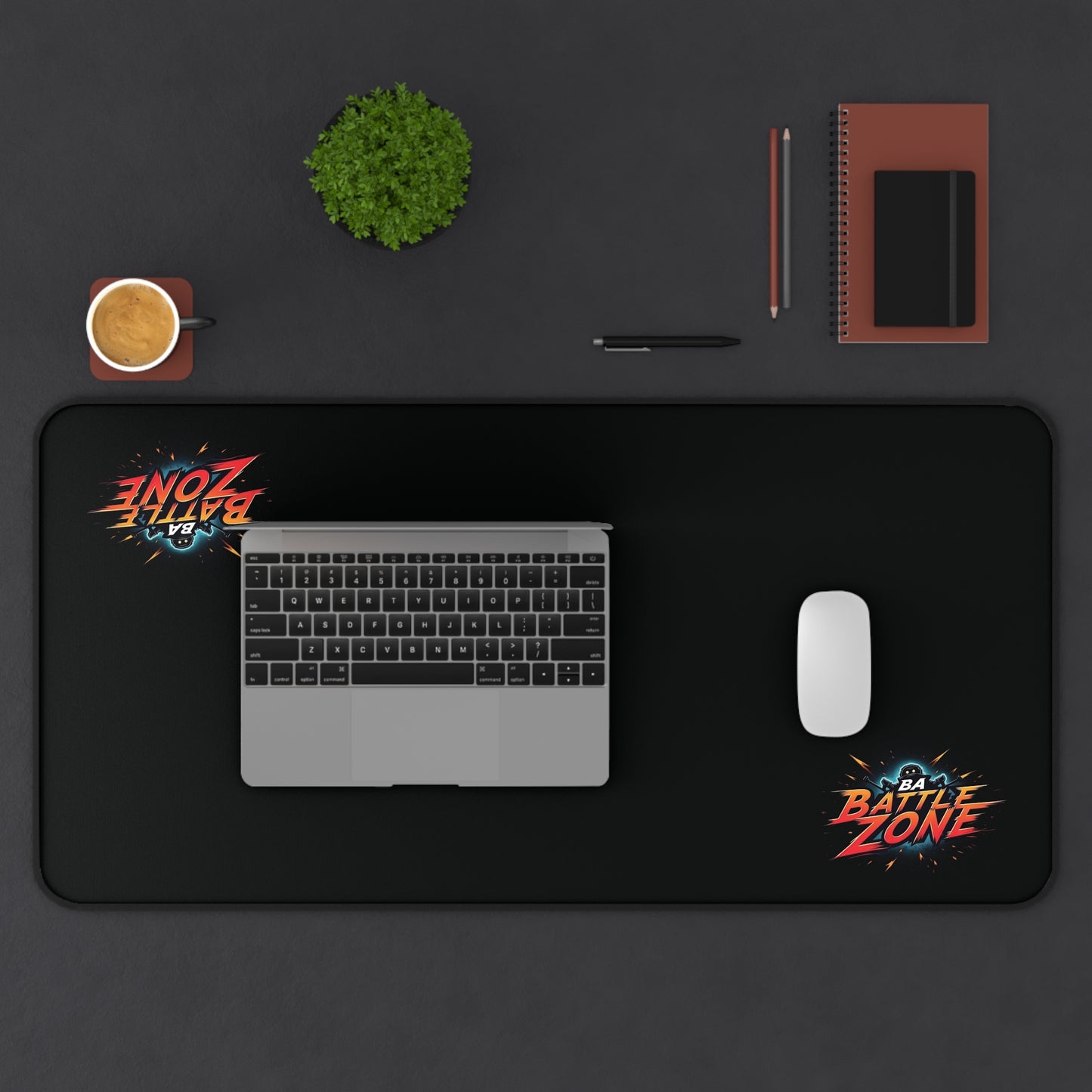 Desk Mat — BA BattleZone Gaming Desk Mat (Sleek Black, Logo Accent)