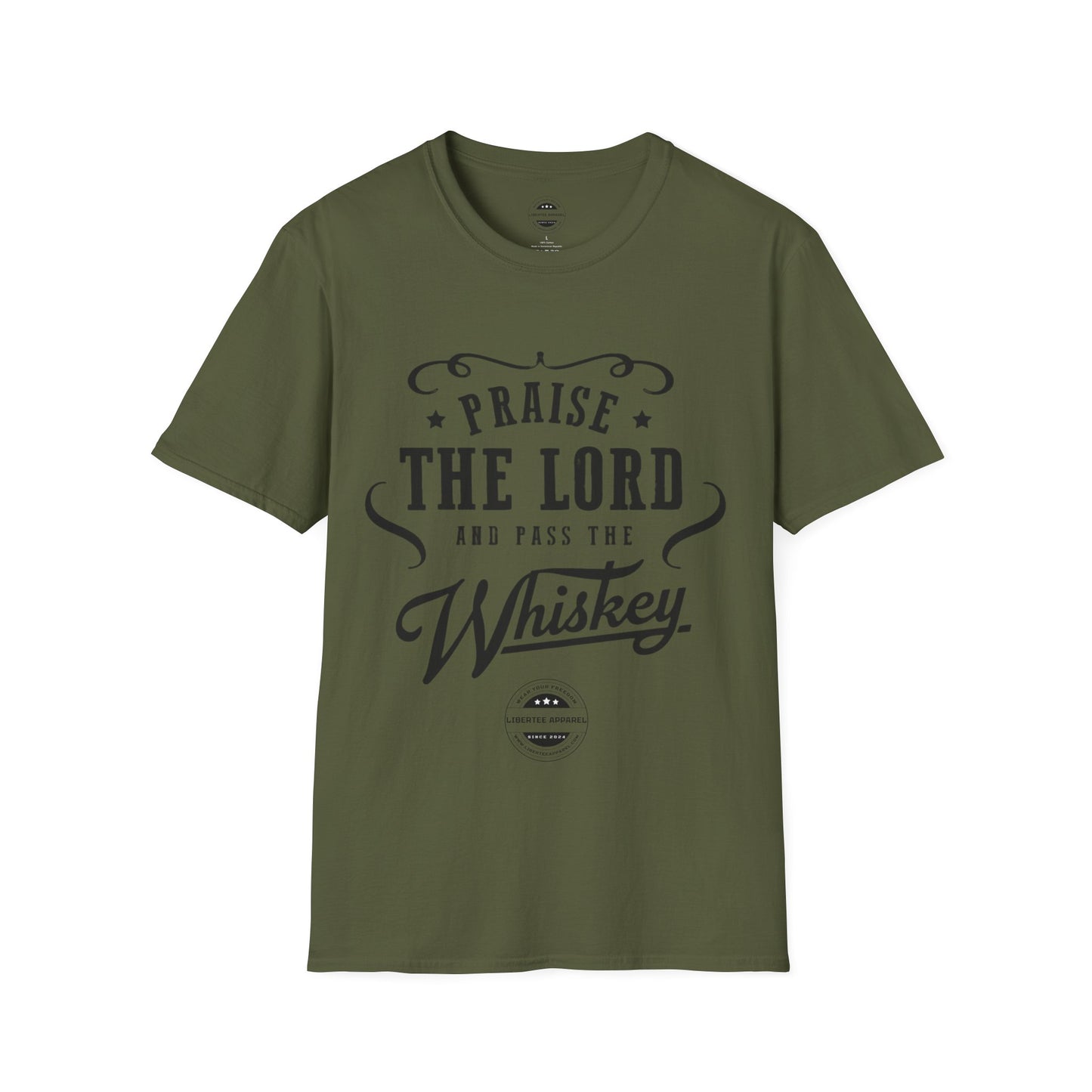 Praise the lord and pass the Whiskey Unisex Softstyle T-Shirt