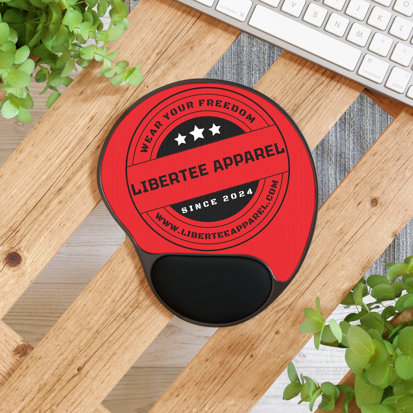 Red Libertee Apparel Mouse Pad With Wrist Rest