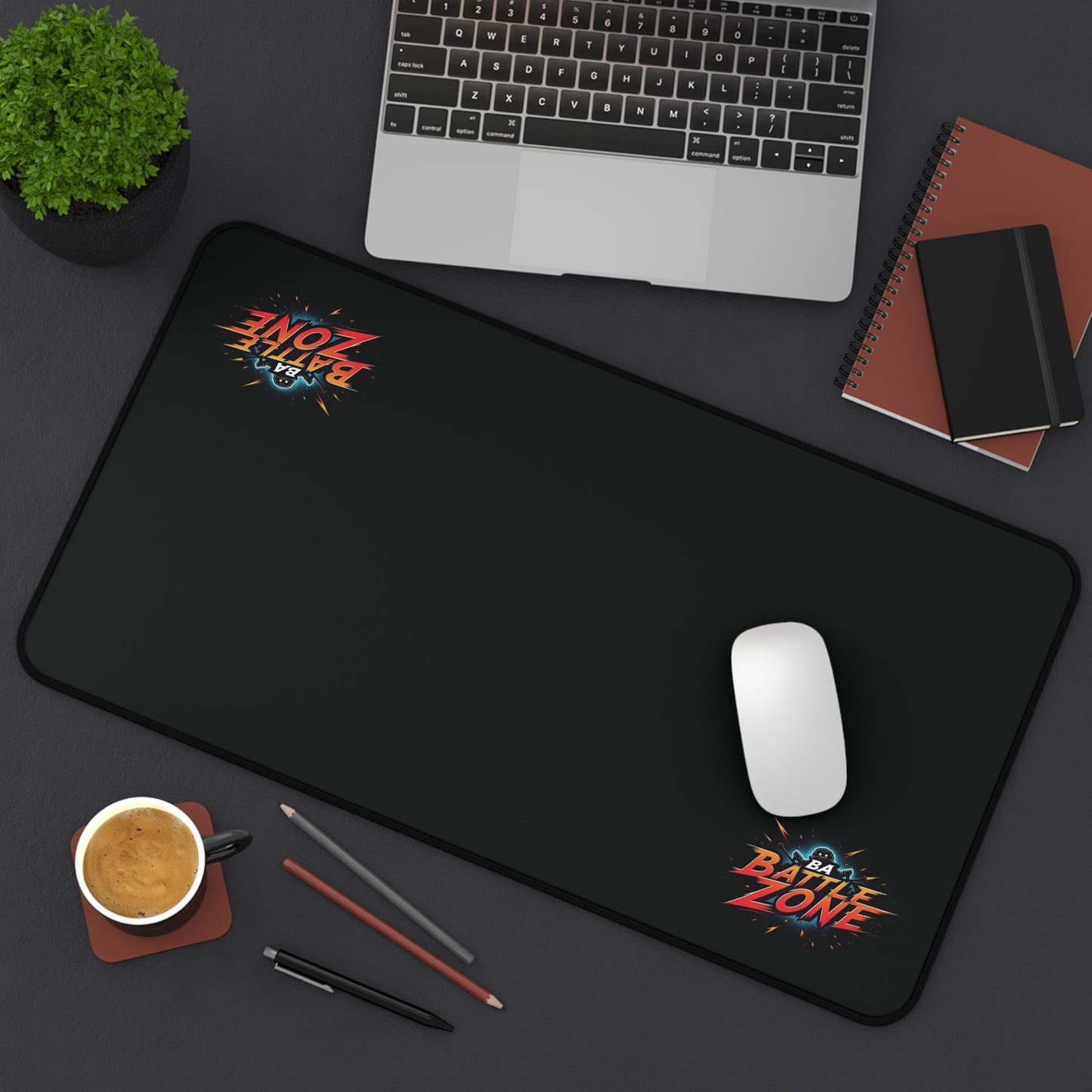 Desk Mat — BA BattleZone Gaming Desk Mat (Sleek Black, Logo Accent)