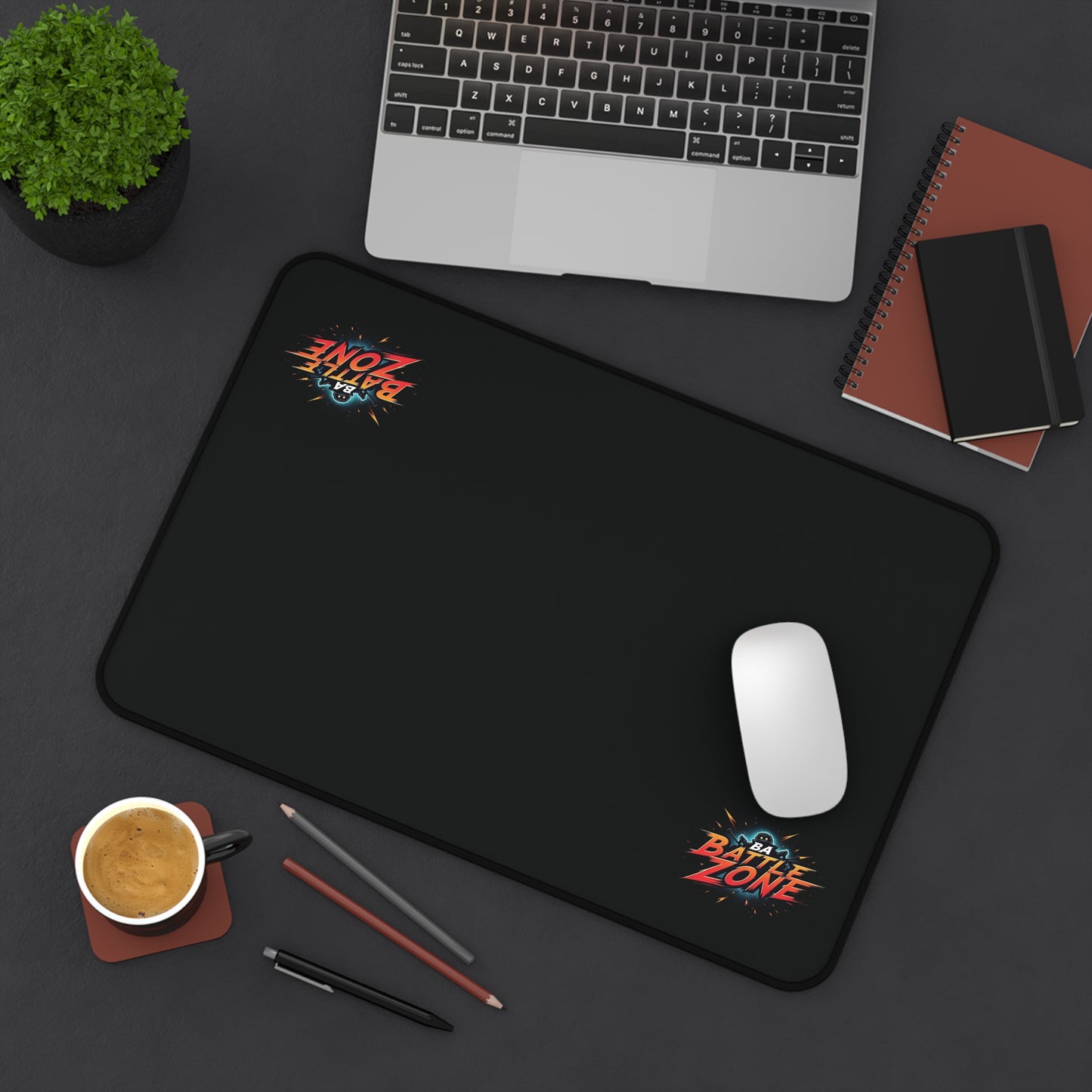 Desk Mat — BA BattleZone Gaming Desk Mat (Sleek Black, Logo Accent)